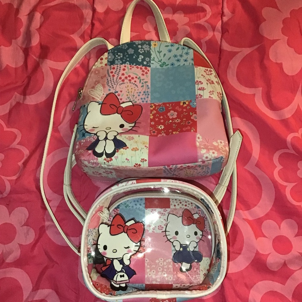 Rare Hello Kitty Floral Patchwork Loungefly Mini … - image 1